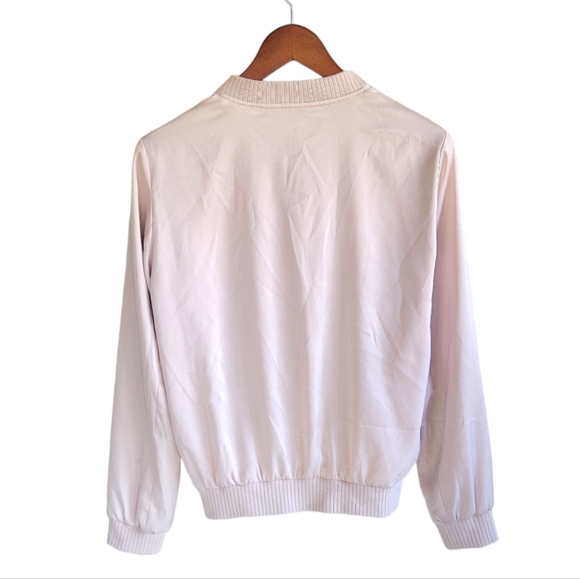 Zara Pink Full Zip Bomber Cropped Jacket Womens Small - Picture 2 of 6